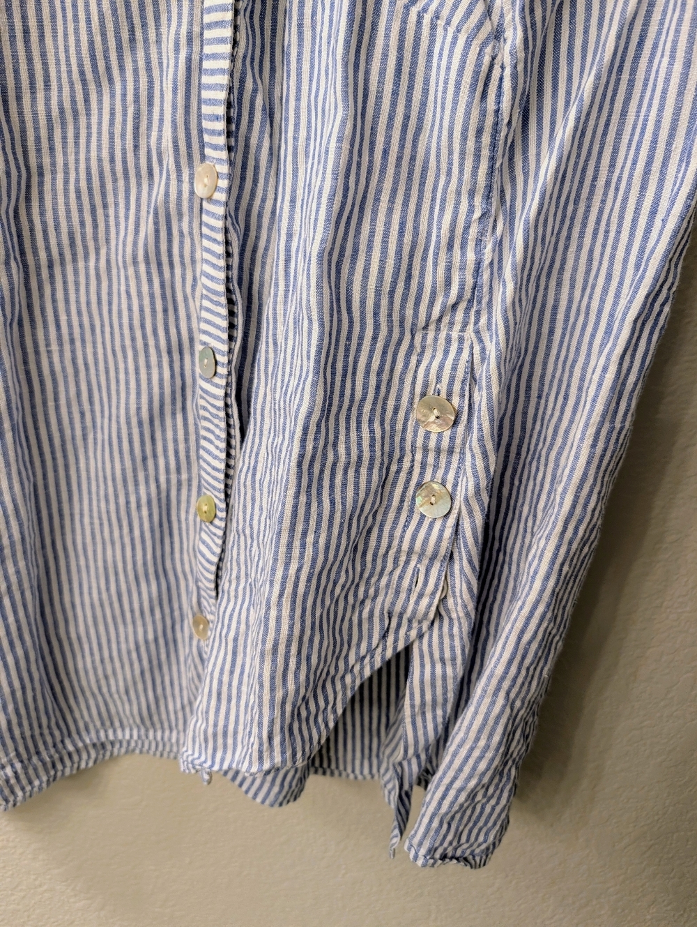 J Jill Love Linen Tunic Length Sleeveless Blouse Mother Of Pearl Buttons - Picture 3 of 7